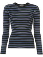 Michael Kors Collection Multi-stripe Jersey Top - Black