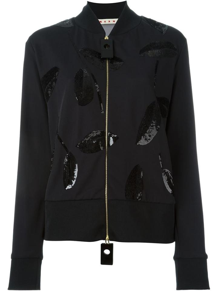Marni Sequin Embellished Jacket, Women's, Size: 44, Black, Polyamide/viscose/spandex/elastane/polyester