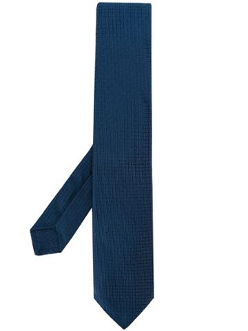 Kiton Woven Pattern Tie - Blue