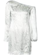 Marina Moscone Woodgrain Satin Devore Dress - Metallic