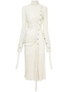 Dalood Side Button Turtleneck Dress - White
