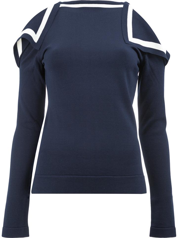 Oscar De La Renta Cold Shoulder Knitted Top - Blue