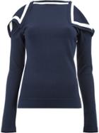 Oscar De La Renta Cold Shoulder Knitted Top - Blue
