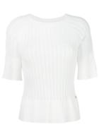 Twin-set Three-quarters Sleeve Fitted Blouse, Women's, Size: Large, White, Viscose/polyester