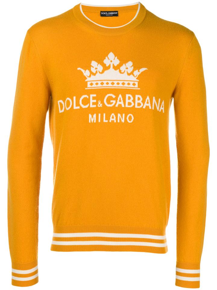 Dolce & Gabbana Logo Intarsia Sweater - Yellow & Orange