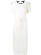 Mother Of Pearl Bead And Tulle Embellished Dress - White