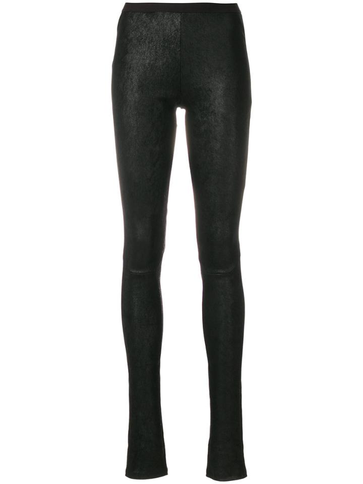 Rick Owens Leather Leggings - Black