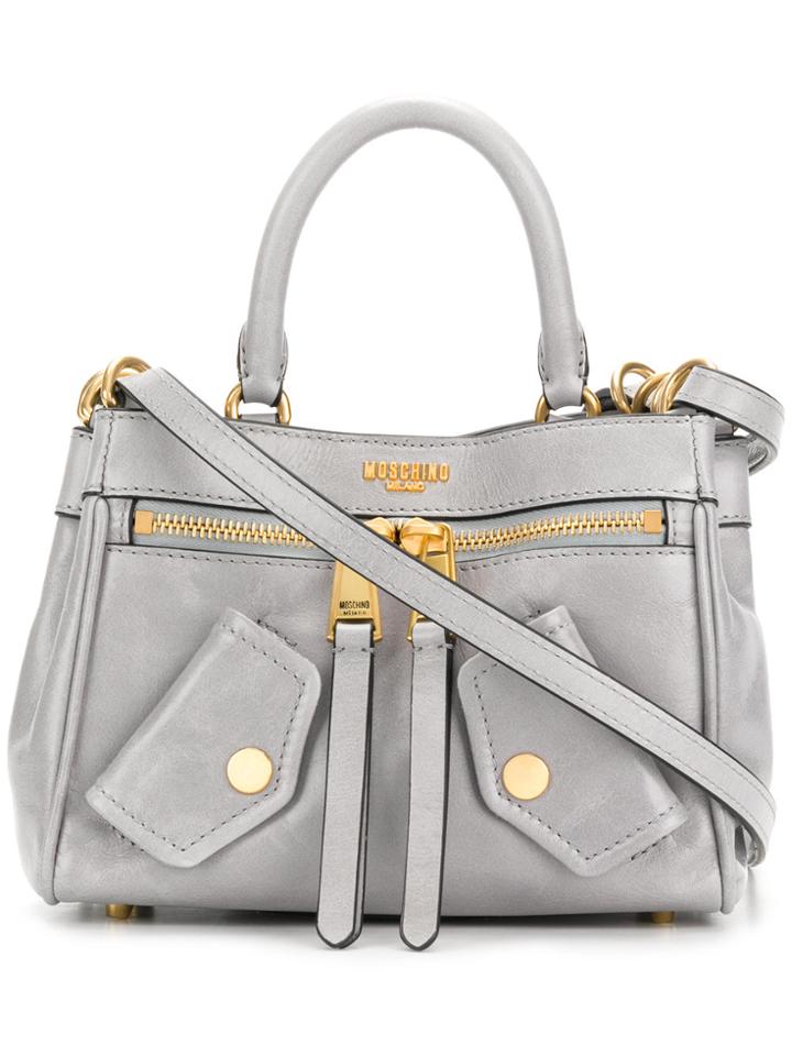 Moschino Moto Biker Shoulder Bag - Grey