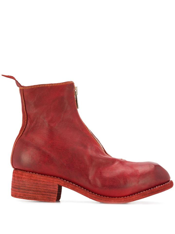 Guidi Chunky Heel Boots - Red