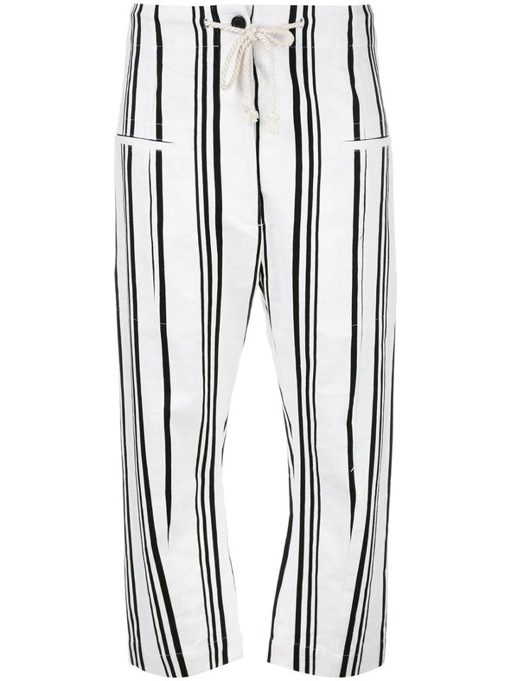 Joseph Striped Pants, Women's, Size: 40, White, Cotton/linen/flax