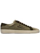 Saint Laurent Green Sl06 Embroidered Destroyed Canvas Sneakers