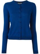 Boutique Moschino Crew Neck Cardigan, Women's, Size: 42, Blue, Virgin Wool