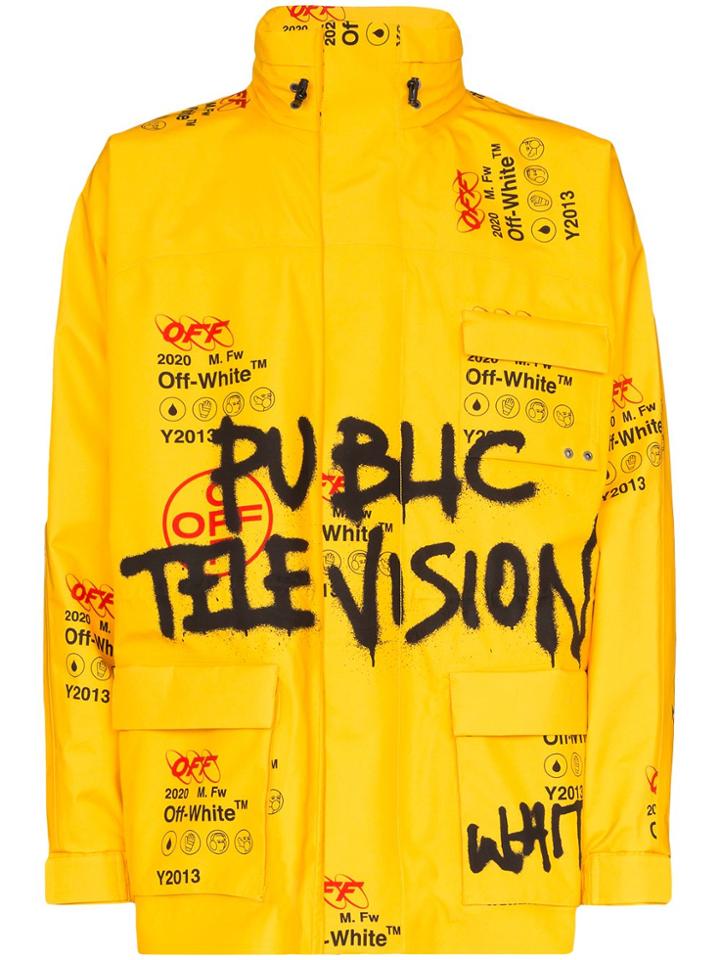 Off-white Logo Print Gore-tex Jacket - Yellow