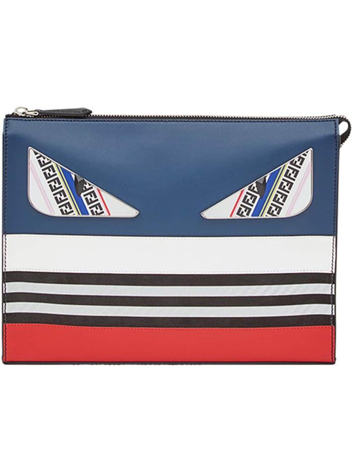 Fendi Zipped Panelled Clutch Bag - Blue