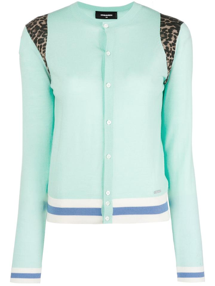 Dsquared2 Leopard Print Insert Cardigan - Green