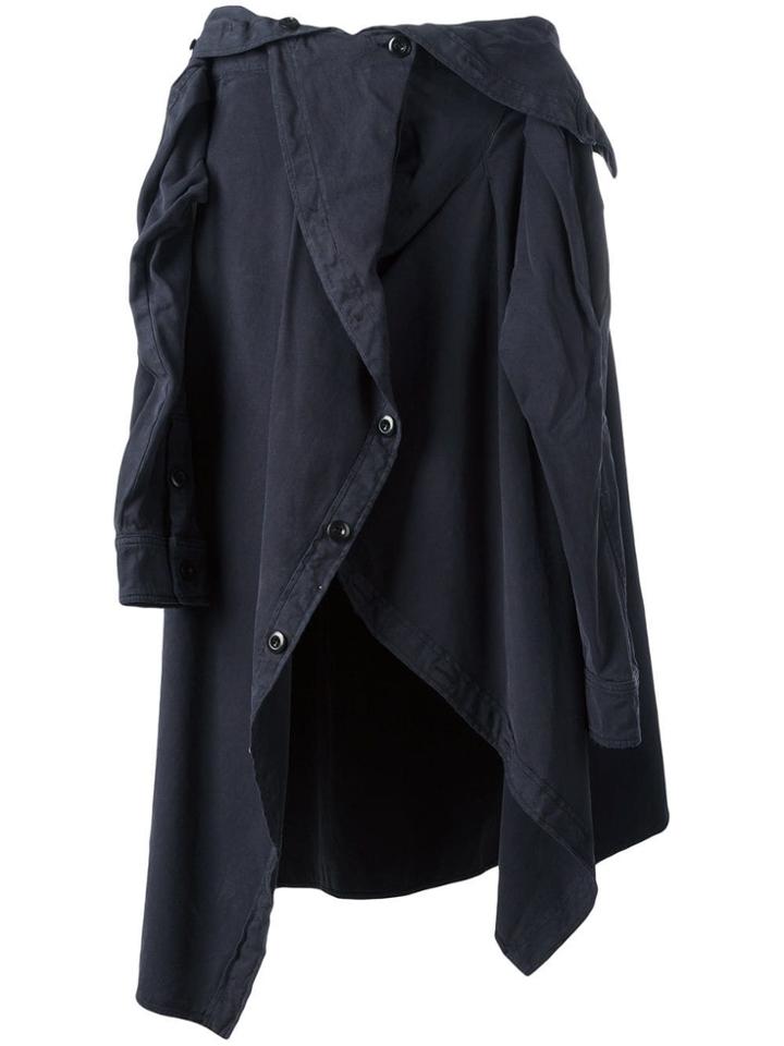 Faith Connexion Draped Shirt Midi Skirt - Black