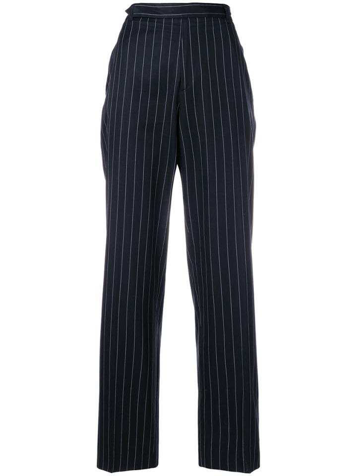 Yves Saint Laurent Vintage High-rise Pinstripe Trousers - Black