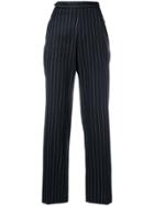 Yves Saint Laurent Vintage High-rise Pinstripe Trousers - Black