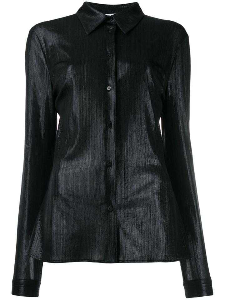 Msgm Metallized Long-sleeved Shirt - Black