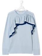 Marni Kids Ruffle Trim Sweatshirt - Blue