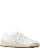 Saint Laurent Distressed Touch-strap Sneakers - White
