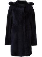 Guy Laroche Double Breasted Fur Coat - Blue