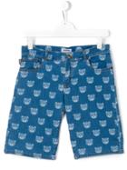 Moschino Kids Teddy Bear Print Denim Shorts - Blue