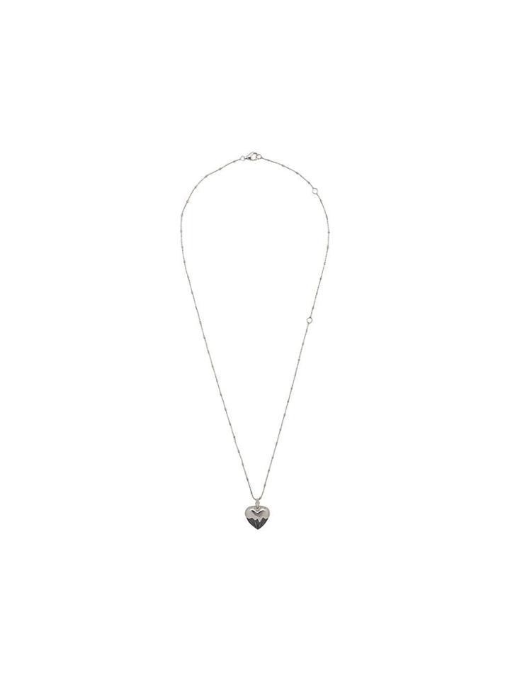 Kasun London Onyx Heart Necklace - Silver