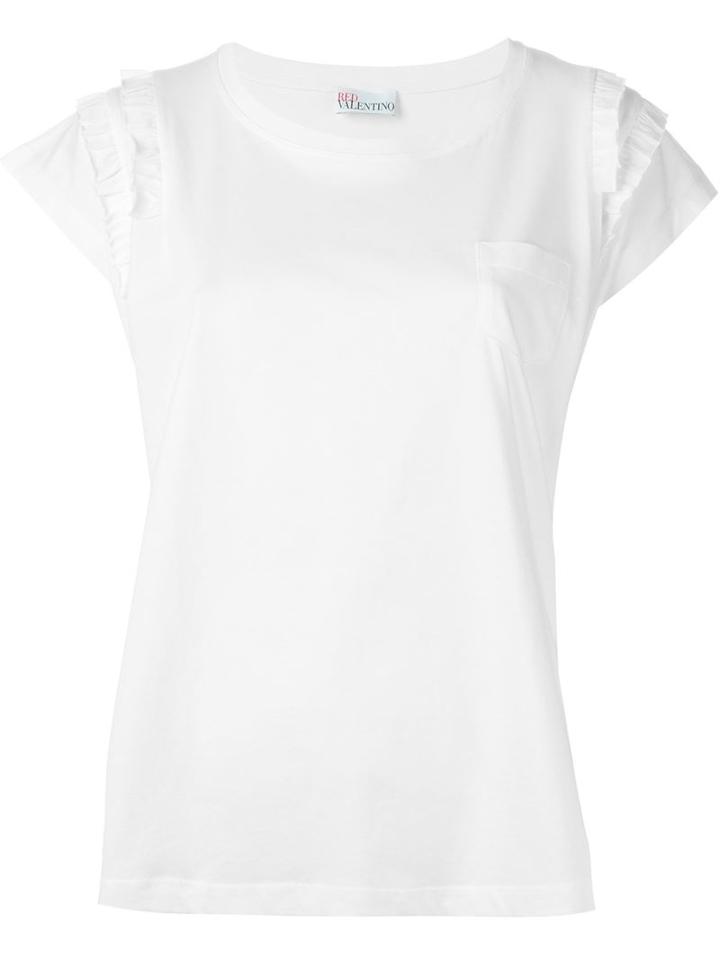 Red Valentino Frill Appliqué T-shirt, Women's, Size: L, White, Cotton