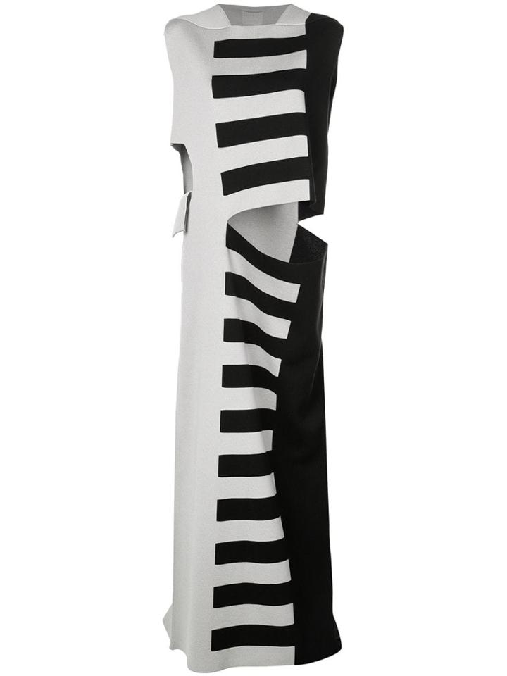 Rick Owens Striped Cut-out Maxi Dress - Grey