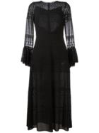 Saint Laurent Bell Sleeve Broderie Anglaise Dress - Black