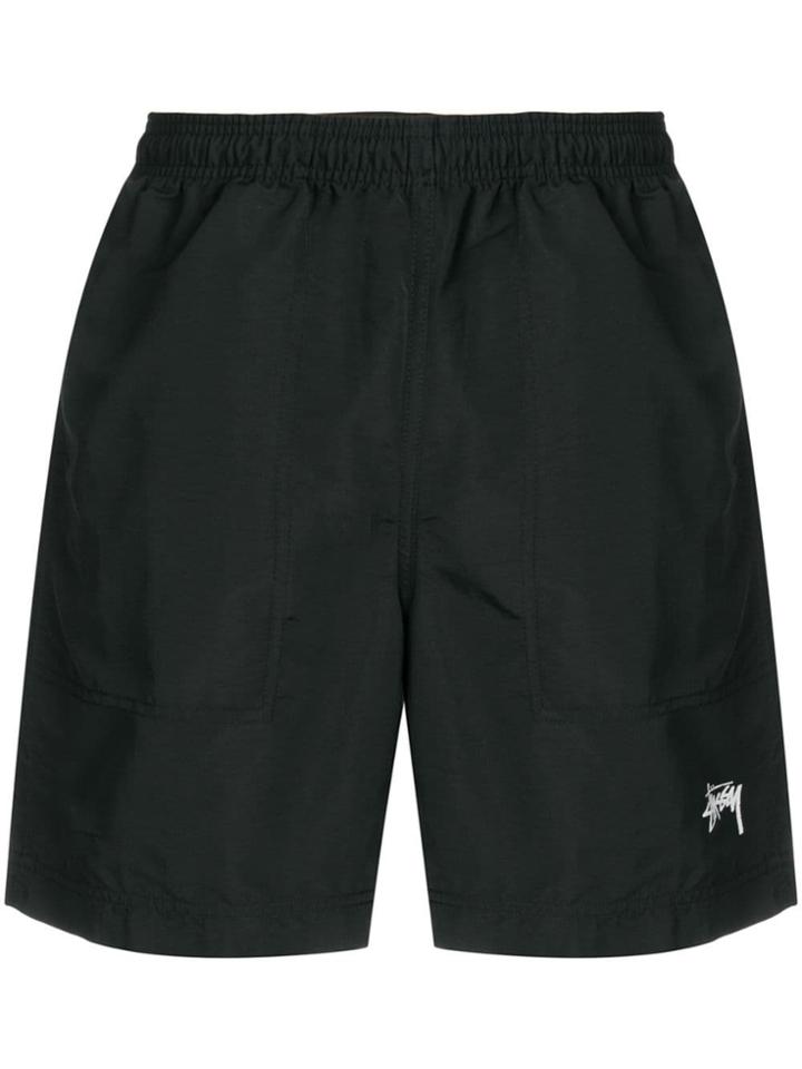 Stussy Contrast Band Swim Shorts - Black