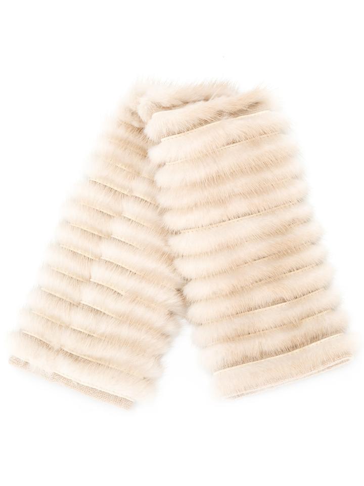 Agnona Fur Detailed Mini Scarf - Nude & Neutrals