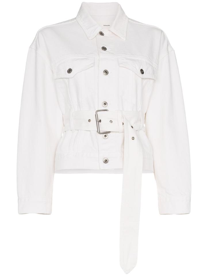 Proenza Schouler Pswl Belted Denim Jacket - White