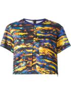 Cédric Charlier Abstract Print Cropped Top, Women's, Size: 40, Cotton/other Fibres
