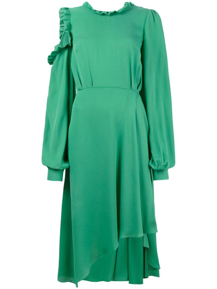 Magda Butrym Calgiari Ruffle Open Back Asymmetric Dress - Green