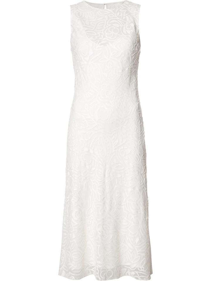 Narciso Rodriguez Round Neck Shift Dress, Women's, Size: 40, White, Silk/cotton