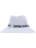 Maison Michel Floral Strap Hat, Women's, Size: Medium, Grey, Rabbit Fur Felt