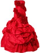 Rubin Singer Rose Applique Gown - Red