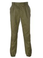 Maison Margiela Tapered Trousers, Men's, Size: 52, Green, Linen/flax/cotton/polyurethane/viscose
