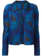 Issey Miyake Cauliflower Patterned Open Cardigan, Women's, Blue, Polyester