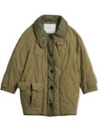 Burberry Kids Teen Military Quilted Cotton Coat - Green