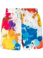 Nos Beachwear Paint Splatter Effect Swim Shorts - White