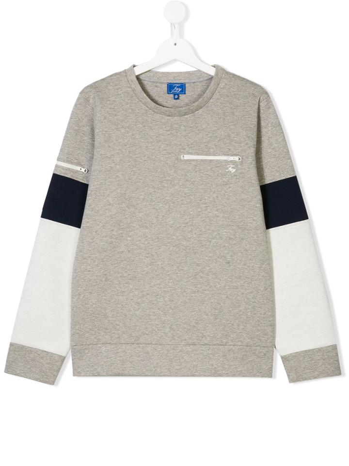 Fay Kids Coloured Sleeves Sweatshirt - Grey