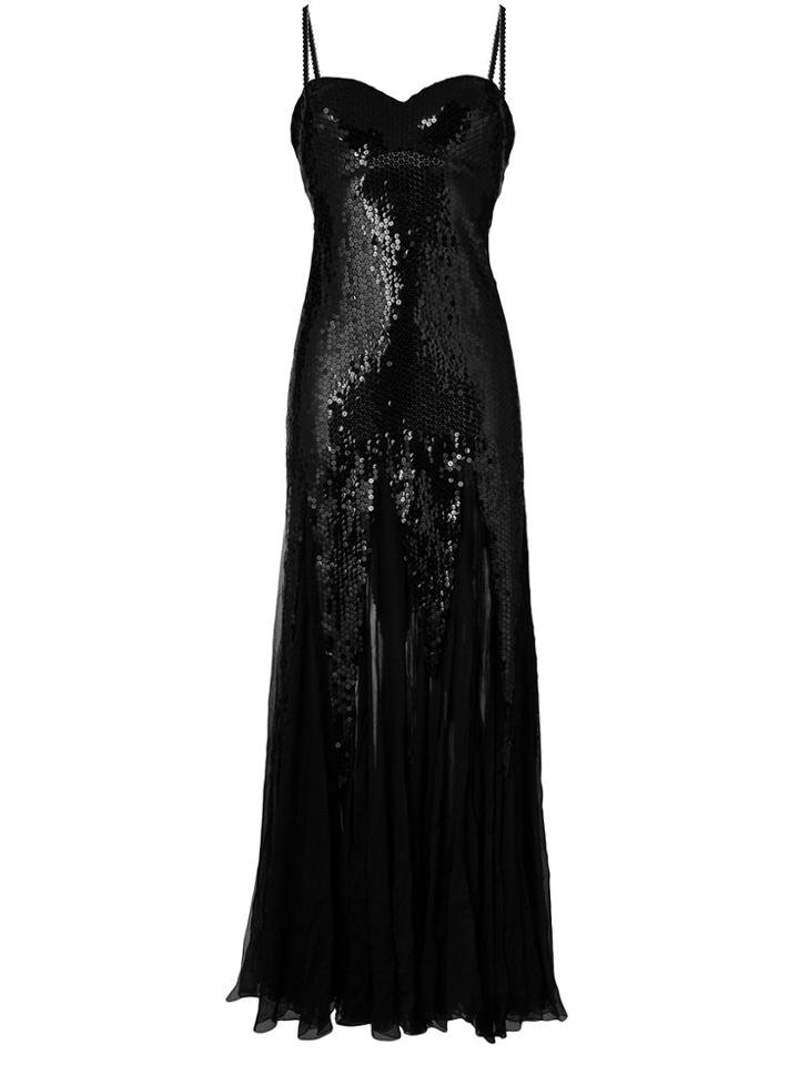 Loris Azzaro Vintage Long Flared Embellished Dress - Black