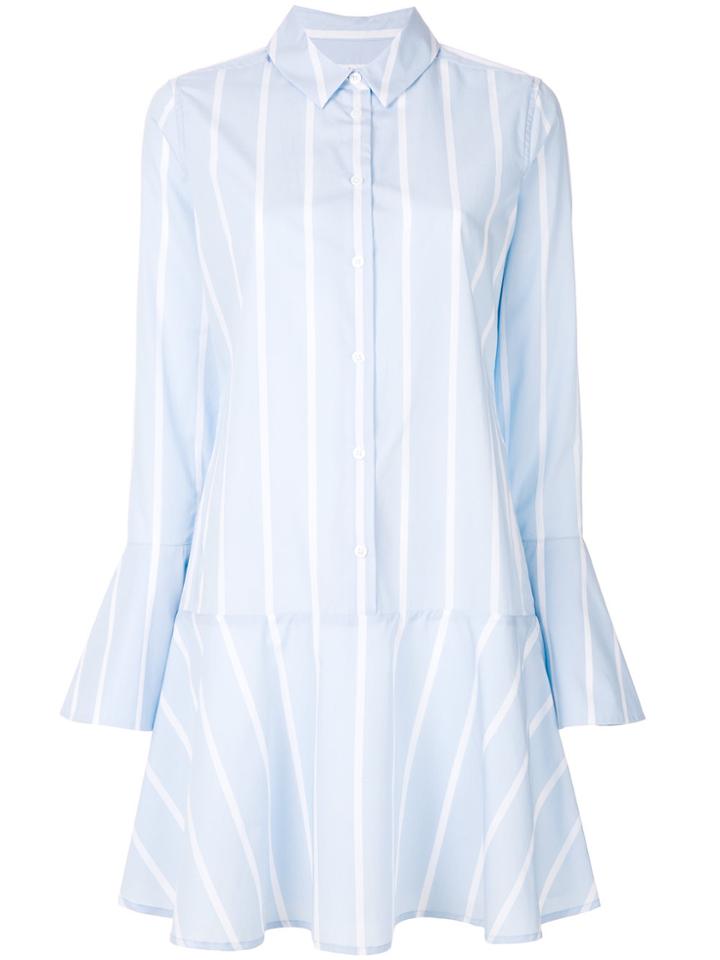 Equipment Fluted Striped Shirt Dress - Blue