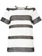 Michael Michael Kors Stripe Panel T-shirt, Women's, Size: Xs, White, Polyester/cotton