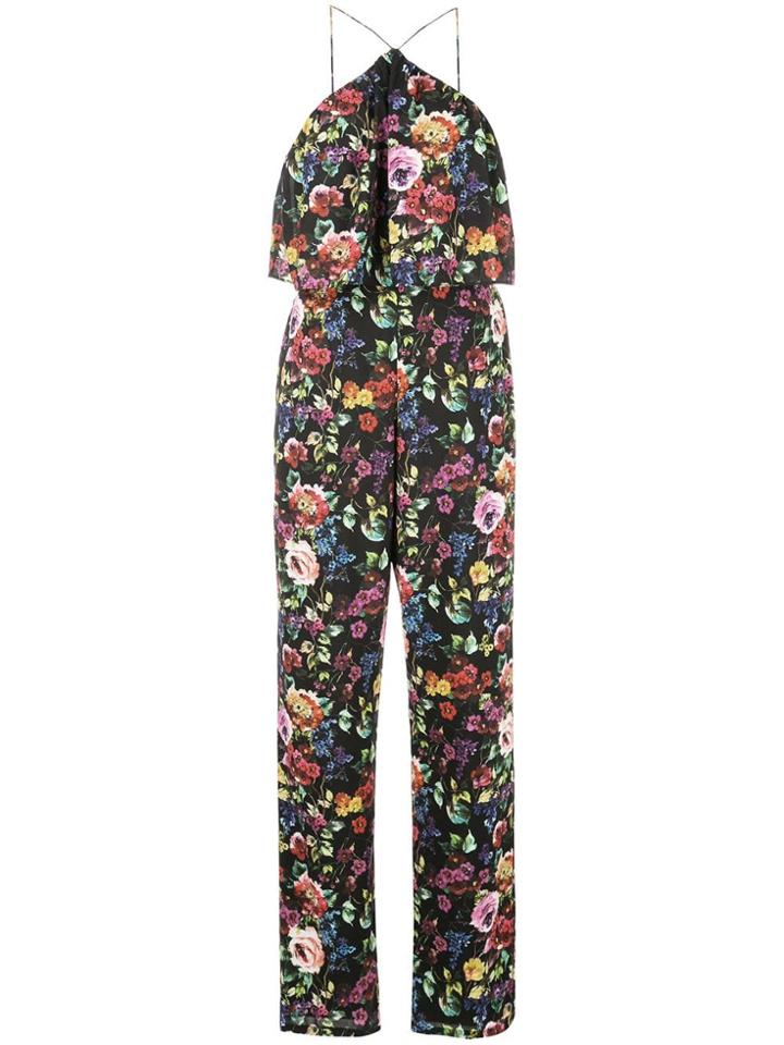 Aidan Mattox Floral Print Jumpsuit - Black
