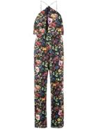Aidan Mattox Floral Print Jumpsuit - Black
