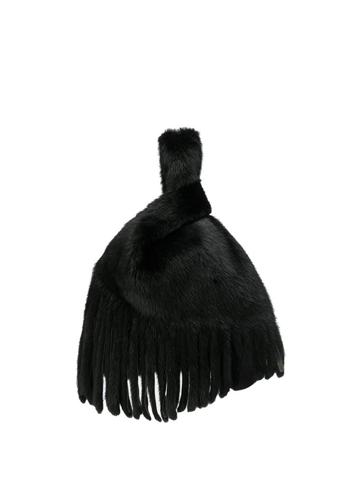 Simonetta Ravizza Furrrissima Fringe Tote Bag - Black